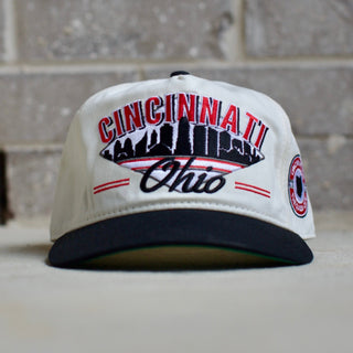 Cincinnati Snapback - The Charlie Hustle (Cream/Black) - Shells Vintage Hat Co.