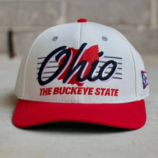 Ohio Snapback - The Horseshoe (Cream/Red) - Shells Vintage Hat Co.