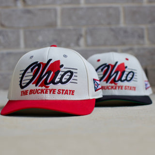 Ohio Snapback - The Horseshoe (Cream/Red) - Shells Vintage Hat Co.