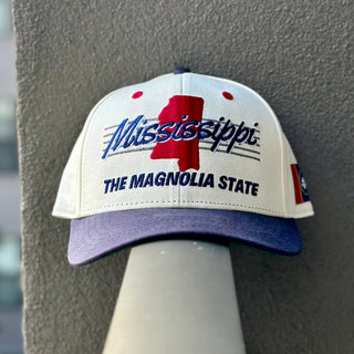 Mississippi Snapback - The Magnolia (Cream/Navy) - Shells Vintage Hat Co.