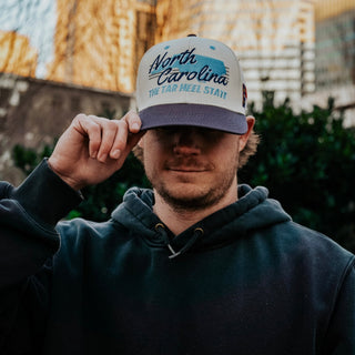 North Carolina Snapback - The Tar Heel (Cream/Navy) - Shells Vintage Hat Co.