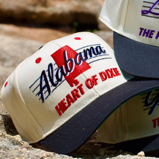 Alabama Snapback - The Bryant - Denny (Cream/Black) - Shells Vintage Hat Co.
