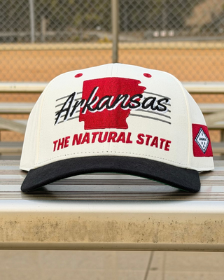 Arkansas Snapback - The Daly (Cream/Black) - Shells Vintage Hat Co.