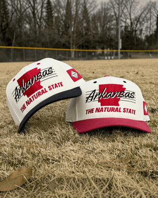 Arkansas Snapback - The Daly (Cream/Red) - Shells Vintage Hat Co.