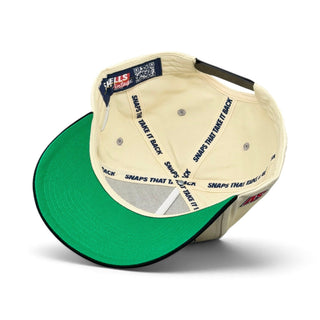Chicago Snapback - The Comiskey: Inside view of a retro-style cap with a woven SHELLS Vintage Hat Co. label, honoring White Sox tradition.