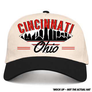 Cincinnati Snapback - The Charlie Hustle (Cream/Black) - Shells Vintage Hat Co.