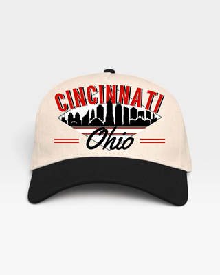 Cincinnati Snapback - The Charlie Hustle (Cream/Black) - Shells Vintage Hat Co.