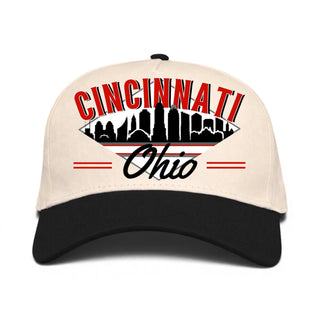 Cincinnati Snapback - The Charlie Hustle (Cream/Black) - Shells Vintage Hat Co.