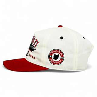 Cincinnati Snapback - The Charlie Hustle (Cream/Red) - Shells Vintage Hat Co.