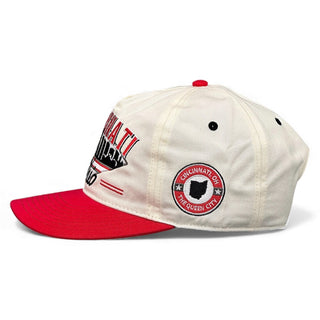 Cincinnati Snapback - The Charlie Hustle (Cream/Red) - Shells Vintage Hat Co.
