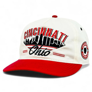 Cincinnati Snapback - The Charlie Hustle (Cream/Red) - Shells Vintage Hat Co.