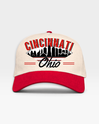 Cincinnati Snapback - The Charlie Hustle (Cream/Red) - Shells Vintage Hat Co.