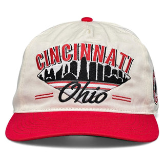Cincinnati Snapback - The Charlie Hustle (Cream/Red) - Shells Vintage Hat Co.