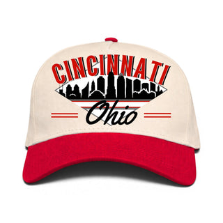 Cincinnati Snapback - The Charlie Hustle (Cream/Red) - Shells Vintage Hat Co.