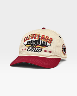 Cleveland Snapback - The Bron (Cream/Crimson) - Shells Vintage Hat Co.