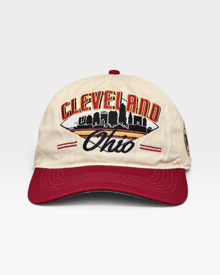 Cleveland Snapback - The Bron (Cream/Crimson) - Shells Vintage Hat Co.