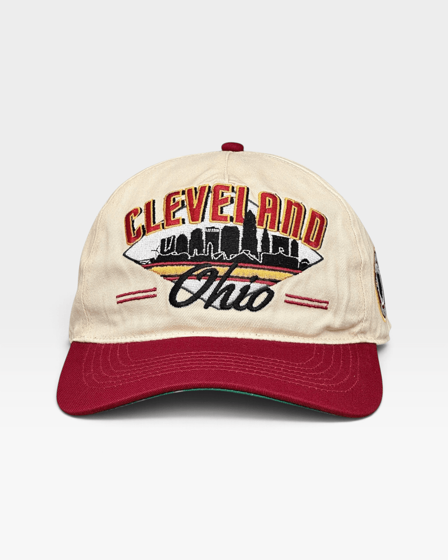 Cleveland Snapback - The Bron (Cream/Crimson) - Shells Vintage Hat Co.