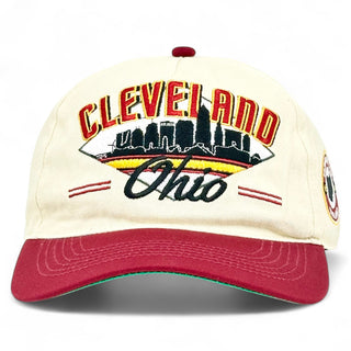Cleveland Snapback - The Bron (Cream/Crimson) - Shells Vintage Hat Co.