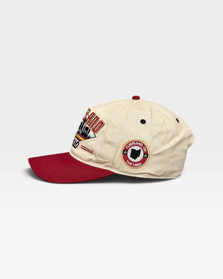 Cleveland Snapback - The Bron (Cream/Crimson) - Shells Vintage Hat Co.
