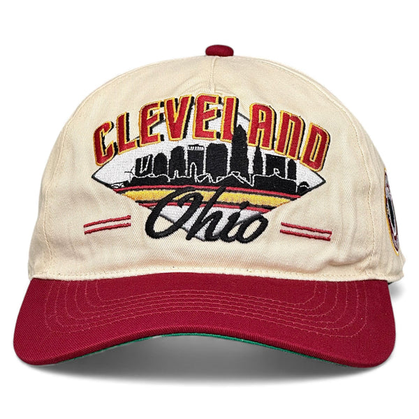 Cleveland Snapback - The Bron (Cream/Crimson) - Shells Vintage Hat Co.