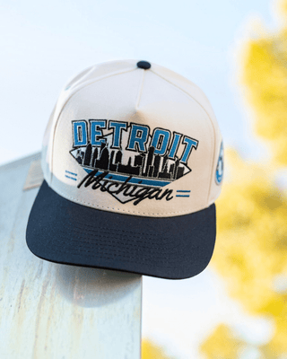 Detroit Snapback - The Sanders (Cream/Black) - Shells Vintage Hat Co.