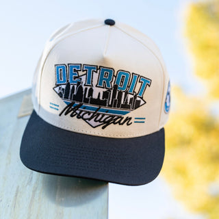 Detroit Snapback - The Sanders (Cream/Black) - Shells Vintage Hat Co.