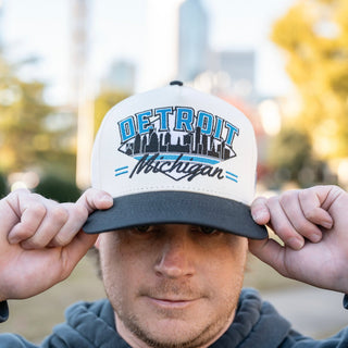 Detroit Snapback - The Sanders (Cream/Black) - Shells Vintage Hat Co.