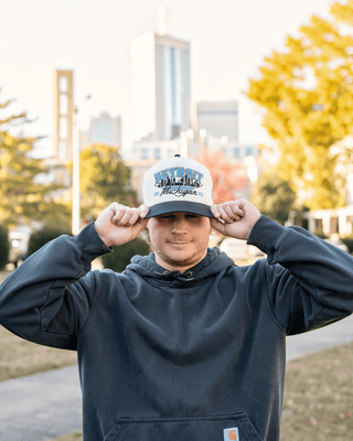 Detroit Snapback - The Sanders (Cream/Black) - Shells Vintage Hat Co.