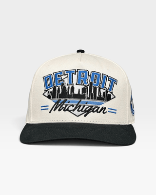 Detroit Snapback - The Sanders (Cream/Black) - Shells Vintage Hat Co.