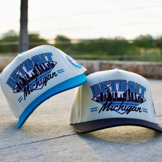 Detroit Snapback - The Sanders (Cream/Electric Blue) - Shells Vintage Hat Co.