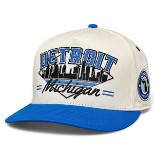Detroit Snapback - The Sanders (Cream/Electric Blue) - Shells Vintage Hat Co.