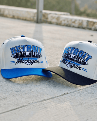 Detroit Snapback - The Sanders (Cream/Electric Blue) - Shells Vintage Hat Co.