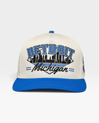 Detroit Snapback - The Sanders (Cream/Electric Blue) - Shells Vintage Hat Co.