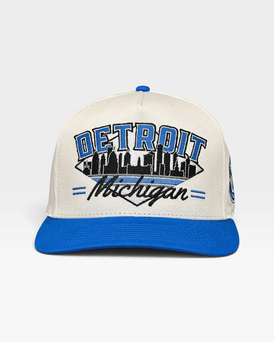 Detroit Snapback - The Sanders (Cream/Electric Blue) - Shells Vintage Hat Co.
