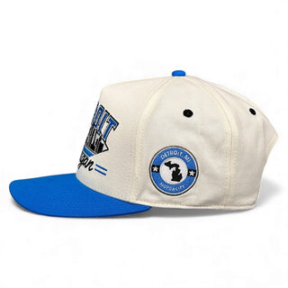 Detroit Snapback - The Sanders (Cream/Electric Blue) - Shells Vintage Hat Co.