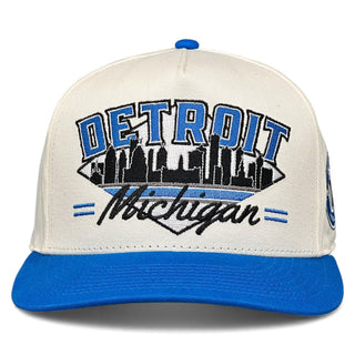 Detroit Snapback - The Sanders (Cream/Electric Blue) - Shells Vintage Hat Co.