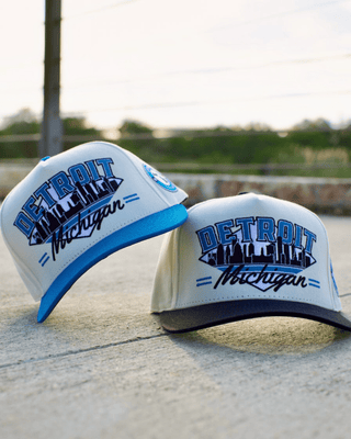 Detroit Snapback - The Sanders (Cream/Electric Blue) - Shells Vintage Hat Co.