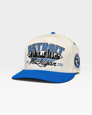 Detroit Snapback - The Sanders (Cream/Electric Blue) - Shells Vintage Hat Co.