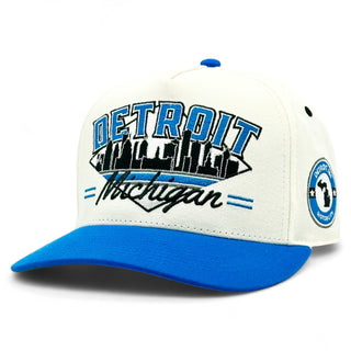 Detroit Snapback - The Sanders (Cream/Electric Blue) - Shells Vintage Hat Co.