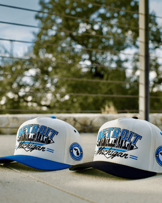Detroit Snapback - The Sanders (Cream/Electric Blue) - Shells Vintage Hat Co.