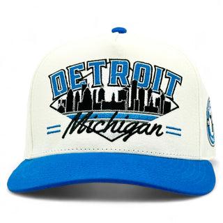 Detroit Snapback - The Sanders (Cream/Electric Blue) - Shells Vintage Hat Co.