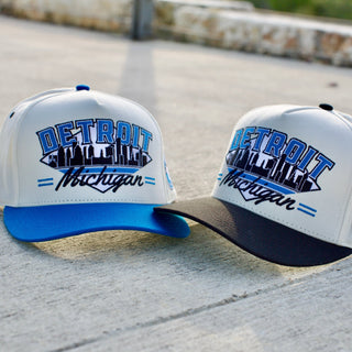 Detroit Snapback - The Sanders (Cream/Electric Blue) - Shells Vintage Hat Co.