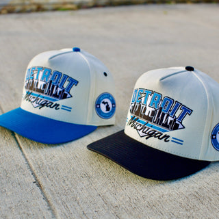 Detroit Snapback - The Sanders (Cream/Electric Blue) - Shells Vintage Hat Co.