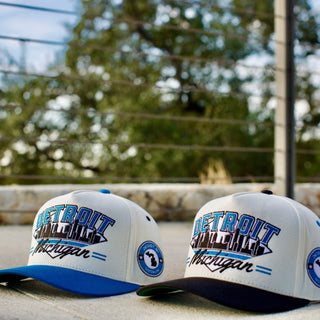 Detroit Snapback - The Sanders (Cream/Electric Blue) - Shells Vintage Hat Co.