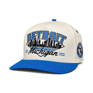 Detroit Snapback - The Sanders (Cream/Electric Blue) - Shells Vintage Hat Co.