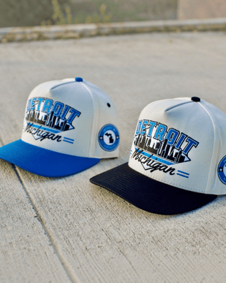 Detroit Snapback - The Sanders (Cream/Electric Blue) - Shells Vintage Hat Co.