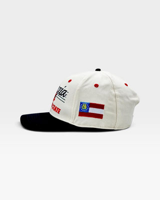 Georgia Snapback - The Sanford (Cream/Black) - Shells Vintage Hat Co.