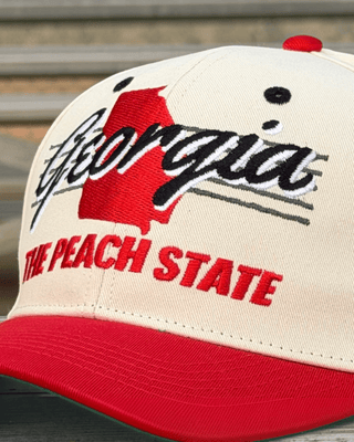 Georgia Snapback - The Sanford (Cream/Red) - Shells Vintage Hat Co.