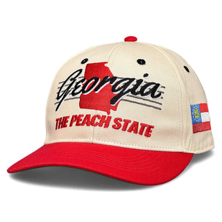 Georgia Snapback - The Sanford (Cream/Red) - Shells Vintage Hat Co.