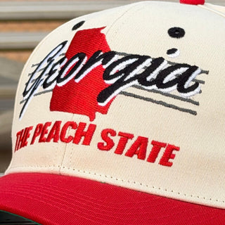 Georgia Snapback - The Sanford (Cream/Red) - Shells Vintage Hat Co.